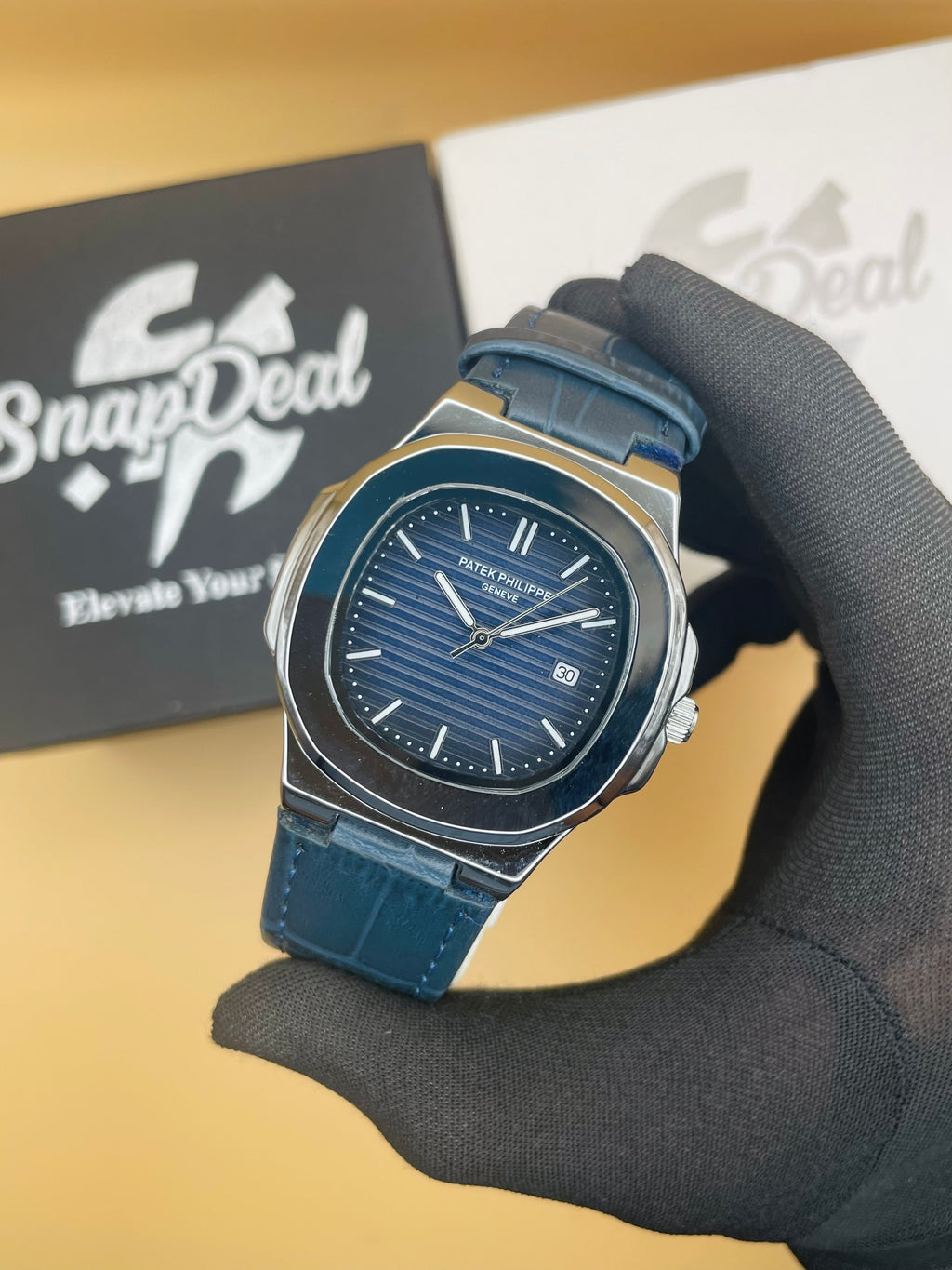 P-P Blue Leather Strap Master Lock - Dial (Blue-Silver)