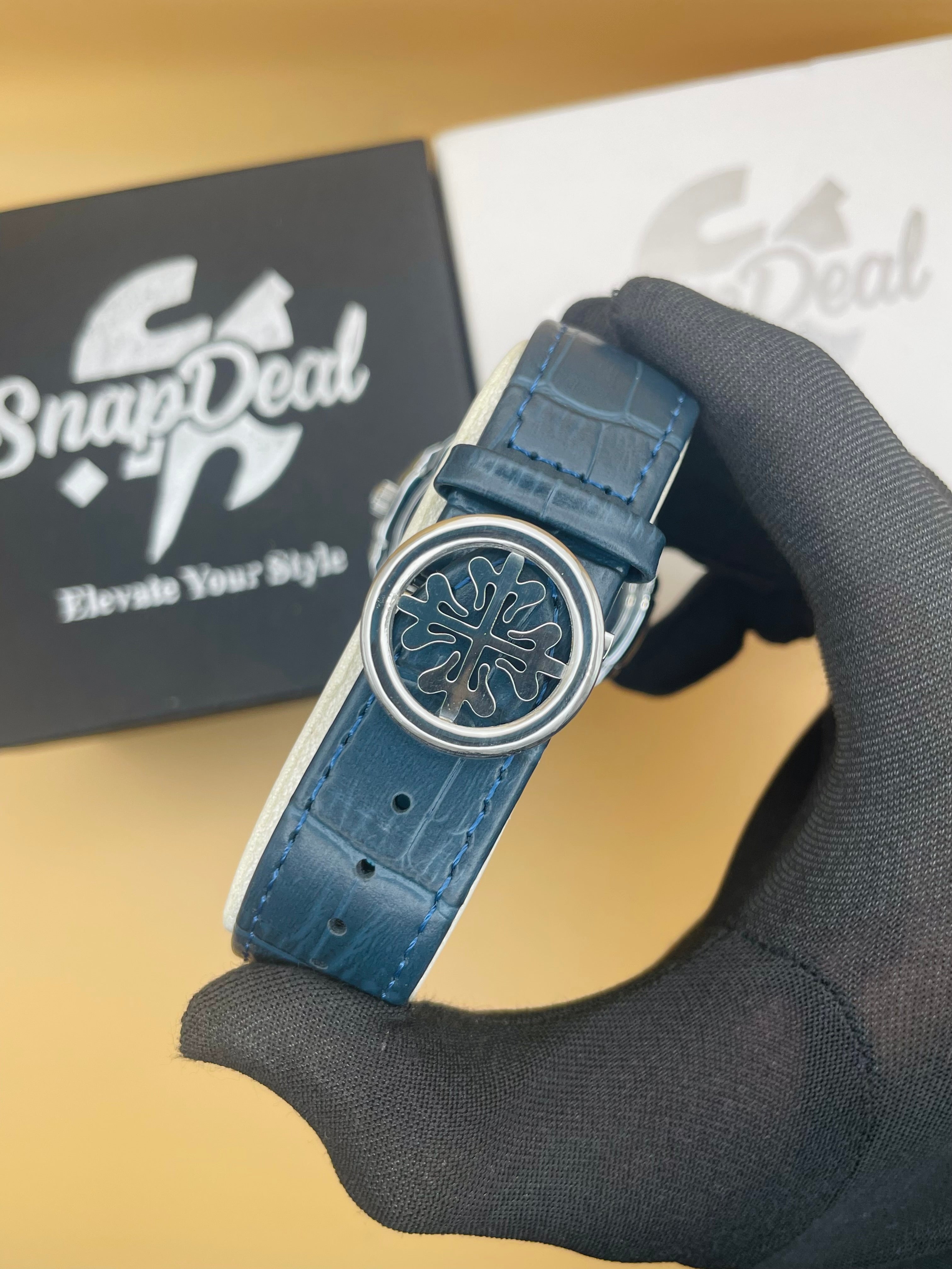 P-P Blue Leather Strap Master Lock - Dial (Blue-Silver)