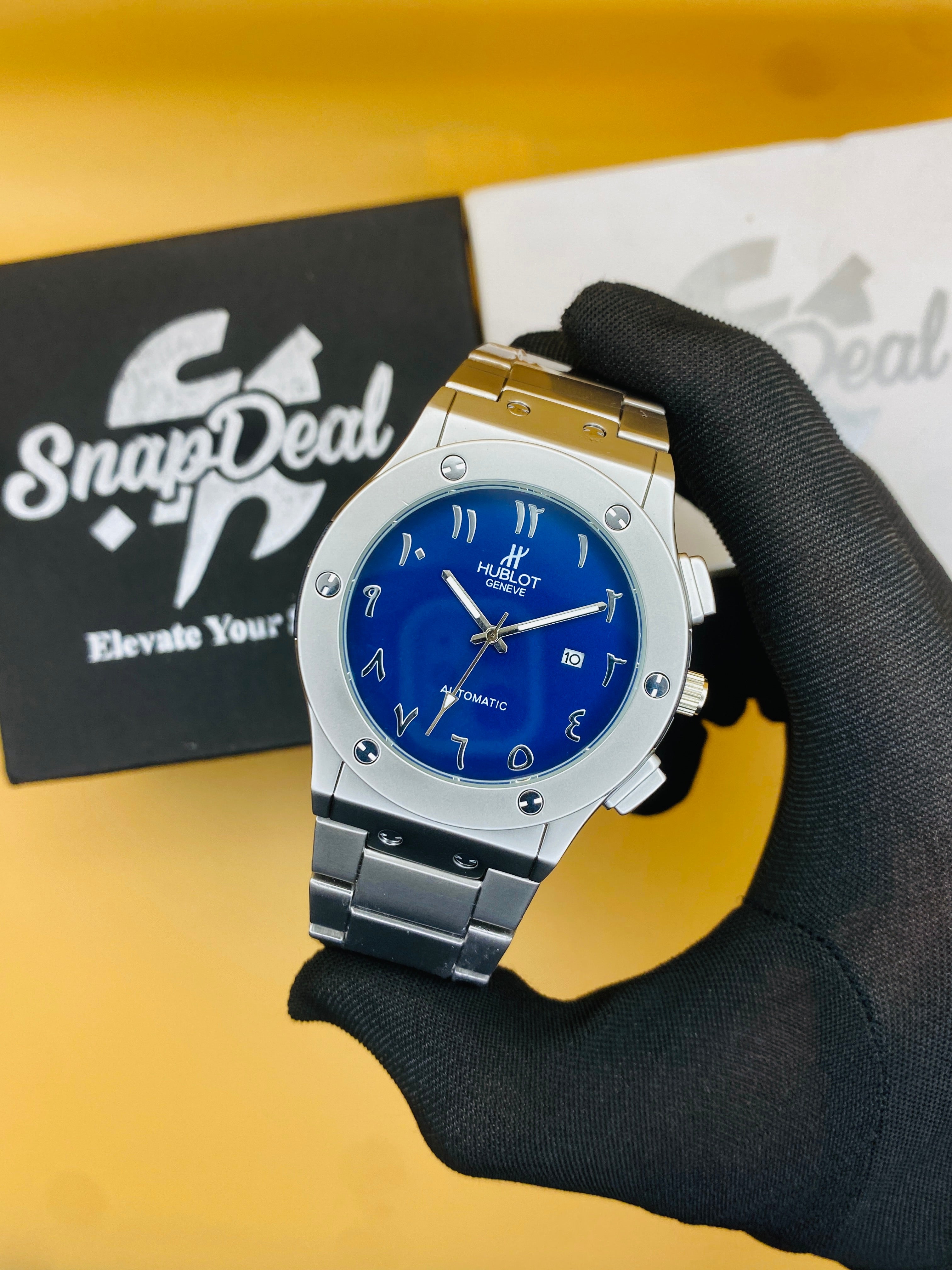 HB Silver with (Blue Arabic Dial)