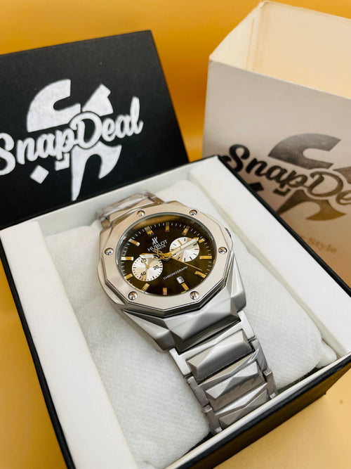 HB Diamond Cut Silver with (Black Dial)
