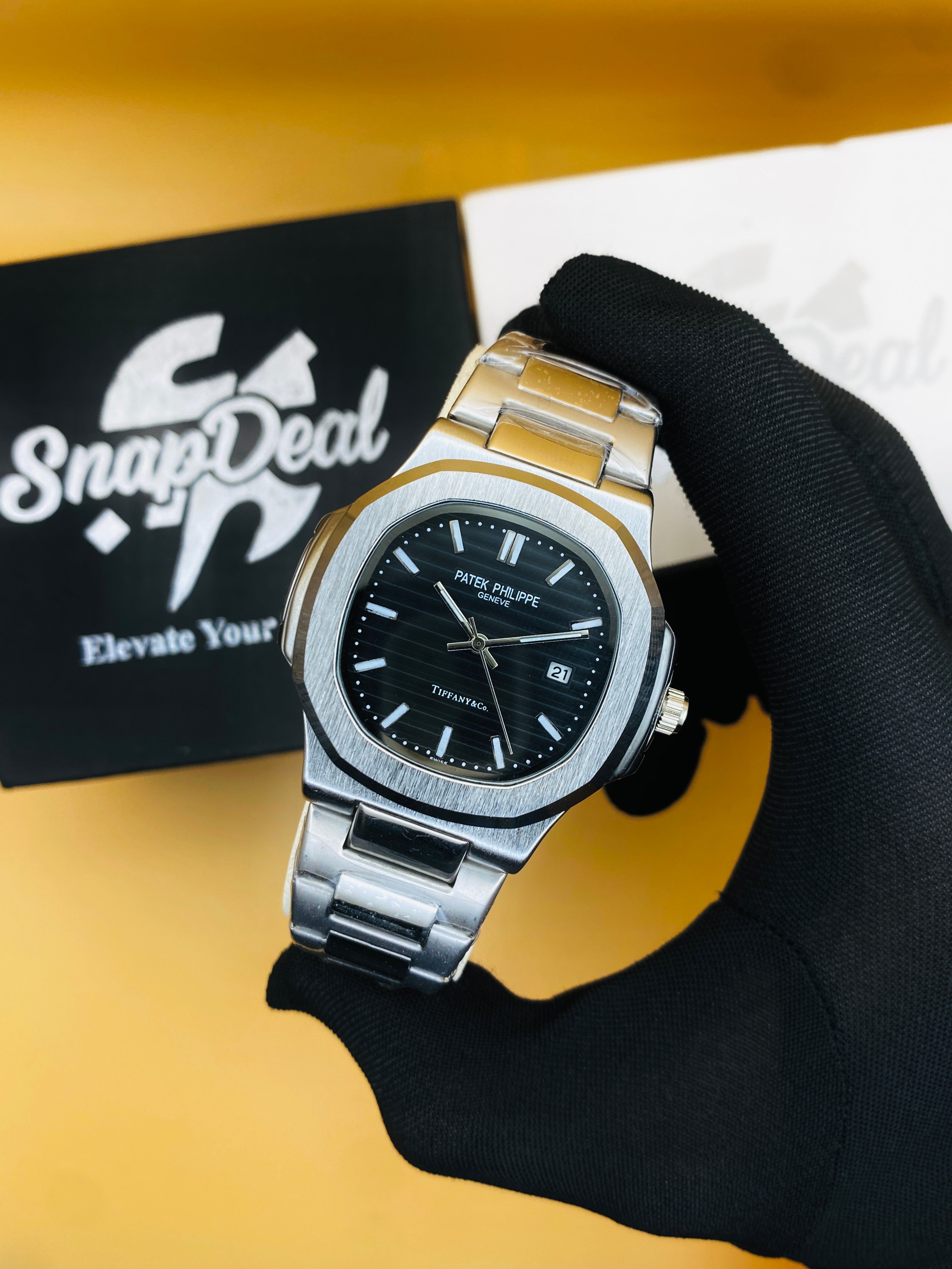 P-P Geneve Silver with (Black Dial)